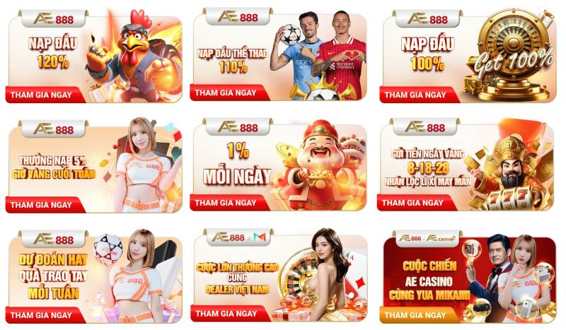 Các chương trình khuyến mãi AE888 nổi bật nhất hiện nay