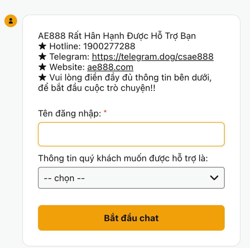 Chat trực tuyến ngay tại website AE888