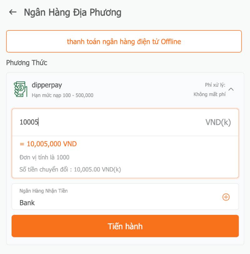 Ngân hàng địa phương – Phương án nạp phổ biến